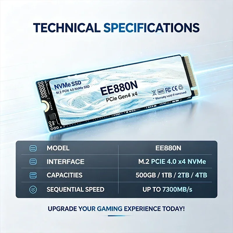 2026New EE880N High Speed 7300 - огляд і ціна M.2 Nvme 4Tb Pcie 4.0 Ssd